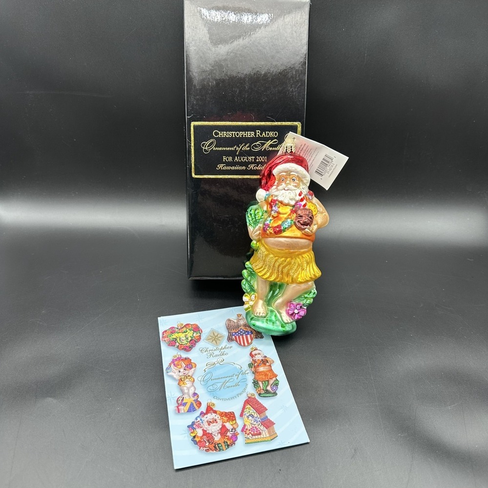 2001 CHRISTOPHER RADKO 8" ORNAMENT OF THE MONTH AUGUST HAWAIIAN HOLIDAY